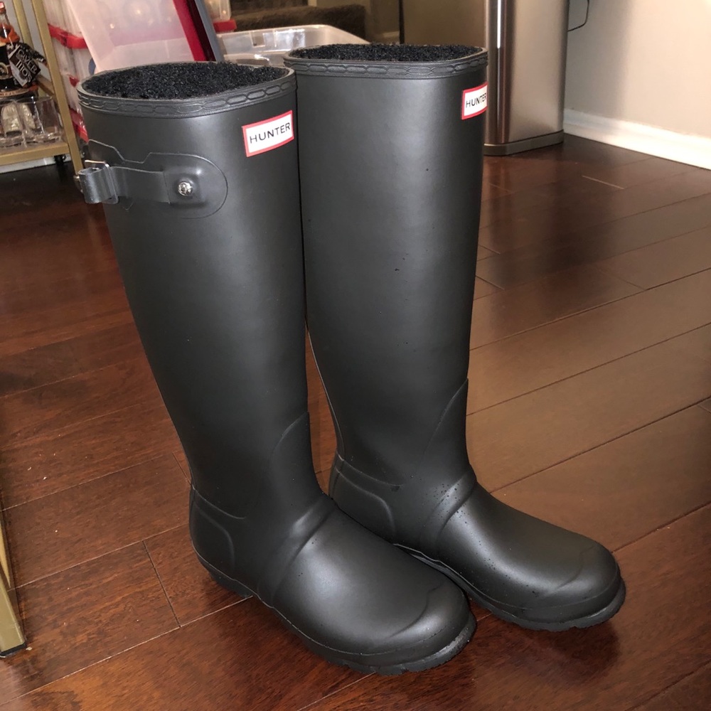 Matte Black Insulated Hunter Rain Boots